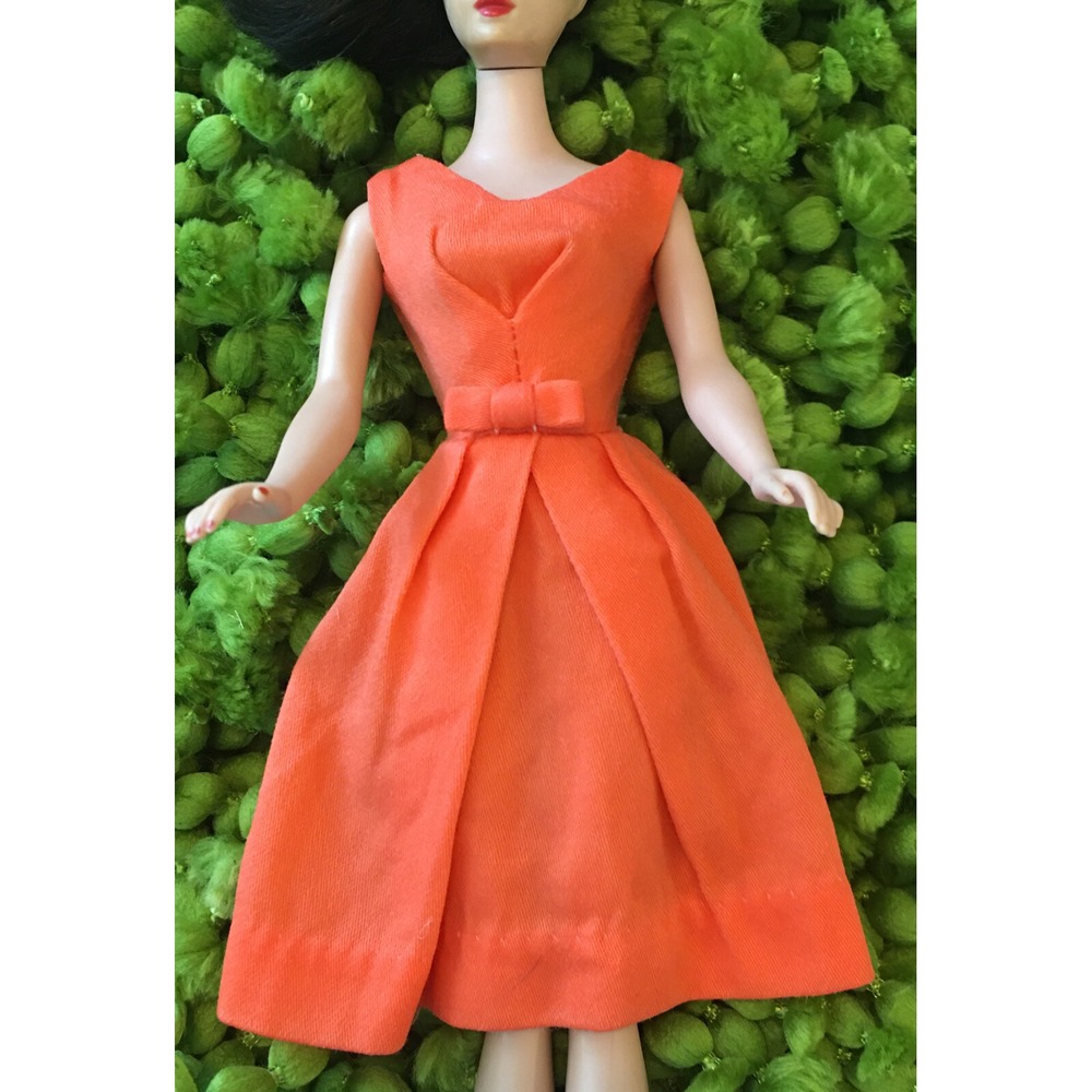VINTAGE BARBIE Bright Neon orange CAMPUS BELLE DRESS unusual color